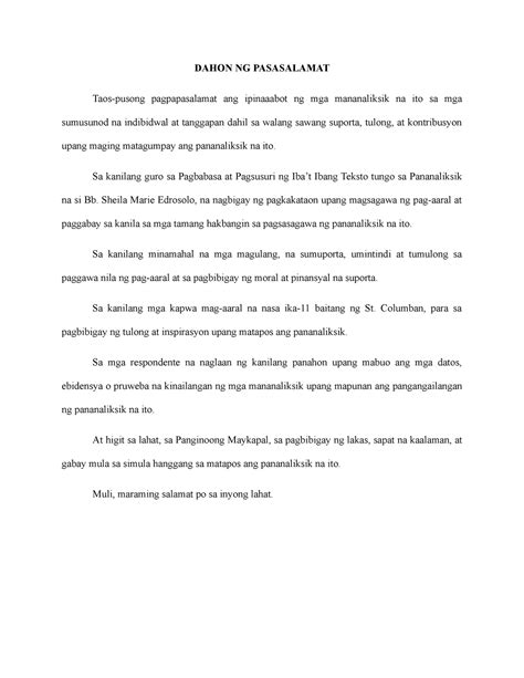 dahon ng pasasalamat sa pananaliksik|Halimbawa Dahon NG Pasasalamat .